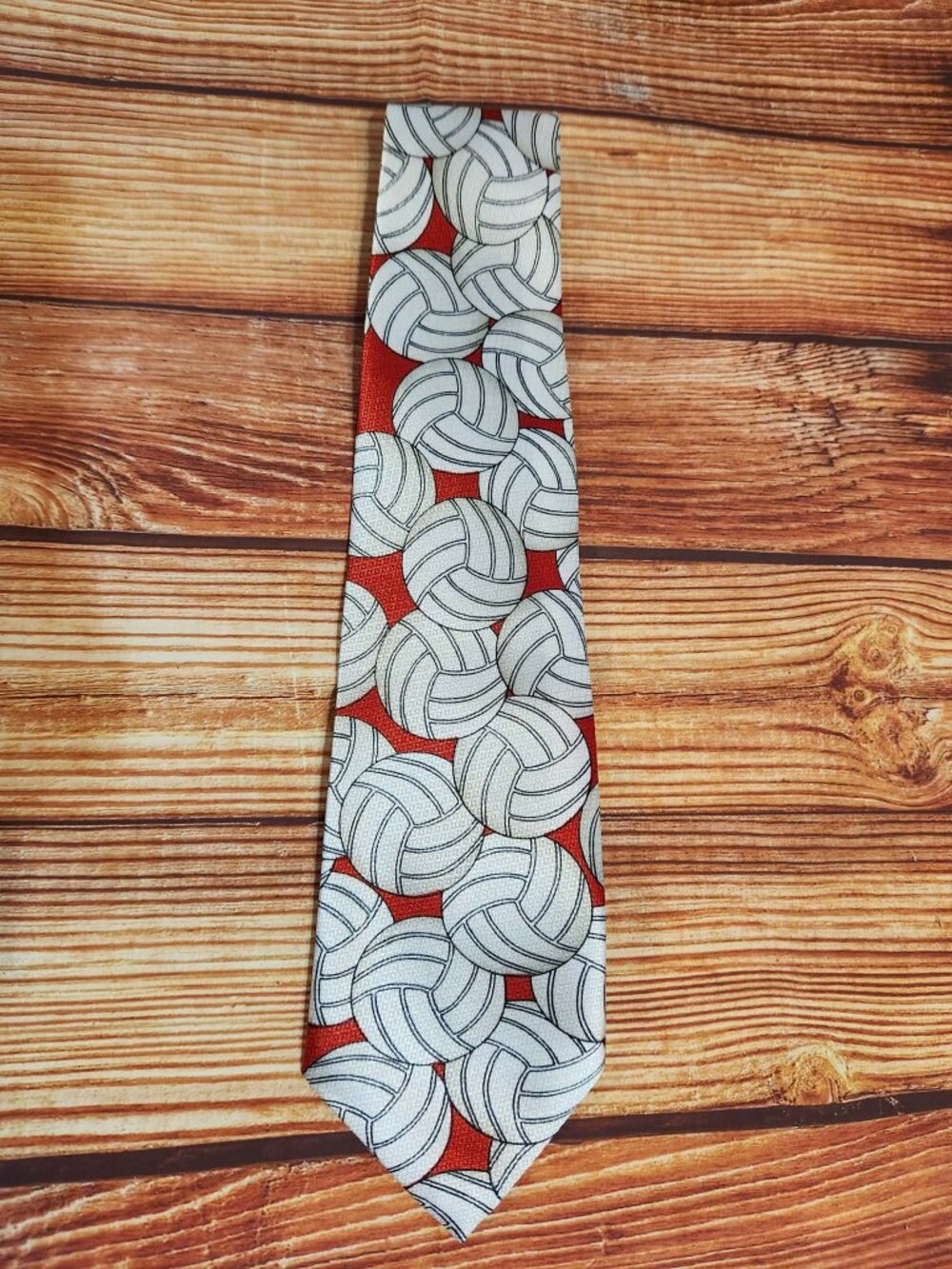 VTG Renaissance Hand Made Mens Tie Red White Volleyball Sports Coach Athlete